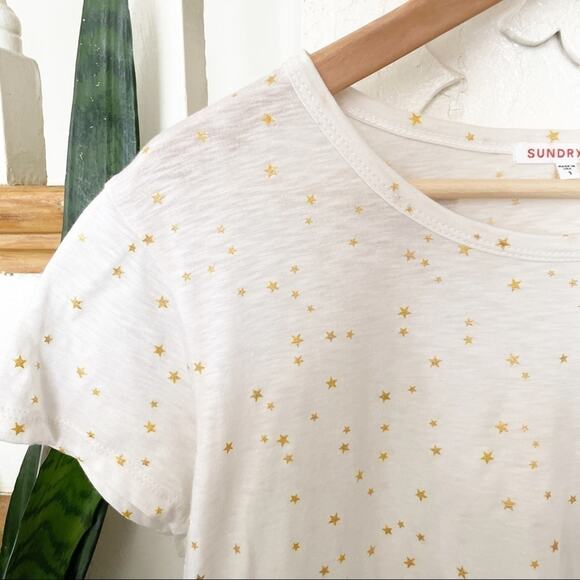 Sundry Pima Cotton Yellow Star Print Tee - Picture 1 of 6